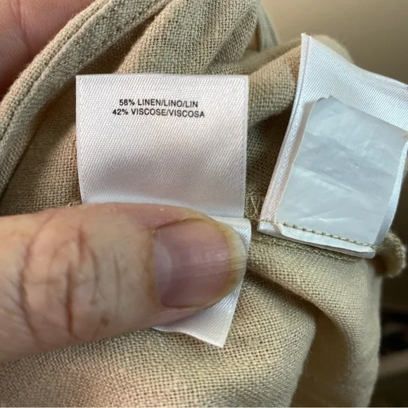 Anne Klein Woman’s Dress Large Linen Sleeveless Tan - Picture 7 of 7